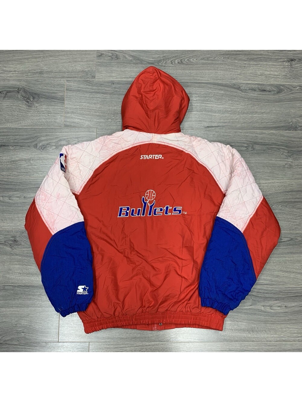 Vintage 1990S Starter Washington Bullets Jacket XL Rare Men’s Red Puffer NBA